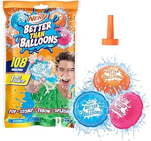 NERF Better Than Balloons Water Toys, 108 Pods, Easy 1 Piece Clean Up, Lots of Ways to Play, Backyard Water Fun, Gifts for Kids, Ages 3