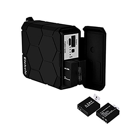 Elekele 5000mAh Power Bank for 4K Action Camera Battery Water Proof Shock Proof Charger and USB 5V-2.1A for Smart Phones, Tablets and Action Cameras