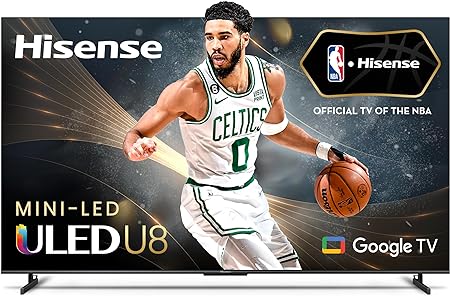 Hisense 85-Inch Class U8 Series ULED Mini-LED Google Smart TV - Quantum Dot Color, 144Hz Game Mode Pro, 1500-Nit Dolby Vision IQ, Hands Free Voice Control, Compatible with Alexa (85U8K, 2023 Model)