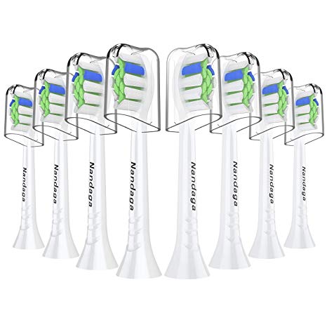 Sonic Toothbrush Replacement Heads, Replacement Brush Heads Compatible with Philips Sonicare DiamondClean (E.g. HX6064/65), FlexCare, Plaque Control, Gum Health, HealthyWhite, EasyClean, 8 Pack