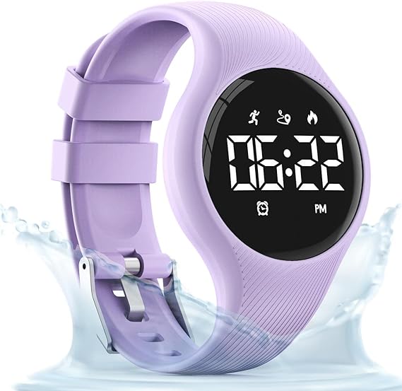 Kids Digital Pedometer Watch, Step Counting Watch, IP68 Waterproof, Date/Alarm Clock/Timer, for Children Teens Boys Girls Women