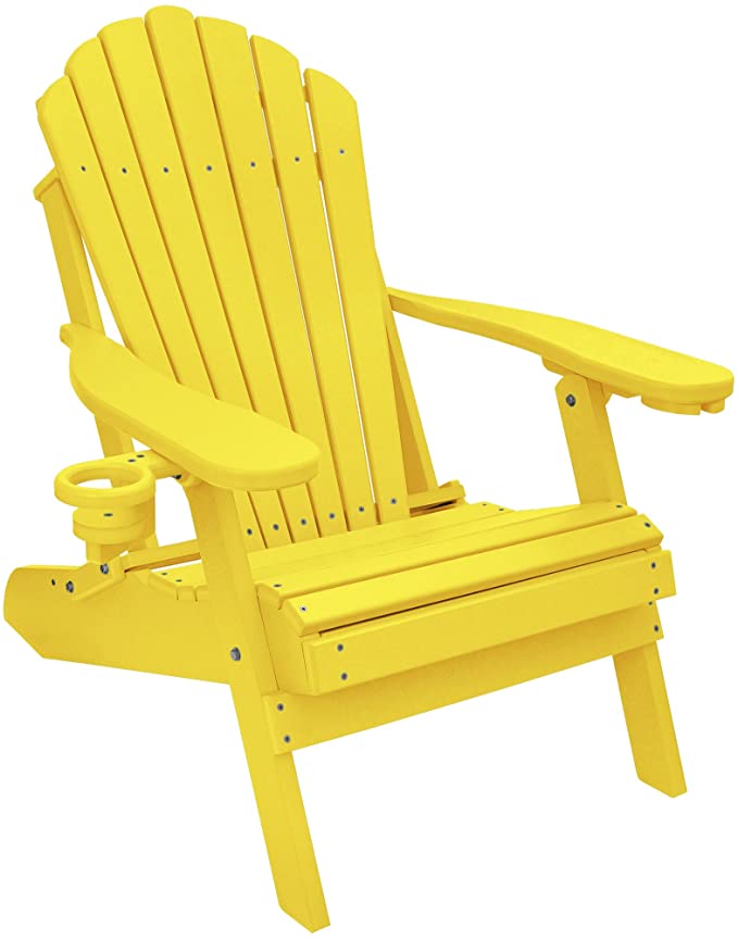 Outer Banks Deluxe Oversized Poly Lumber Folding Adirondack Chair (Yellow)