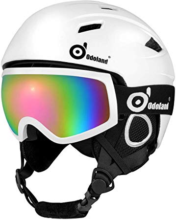 Odoland Snow Ski Helmet and Goggles Set, for Kids and Adult Sports Helmet and Protective Glasses - Shockproof/Windproof Protective Gear for Skiing, Snowboarding, Motorcycle Cycling and Snowmobile