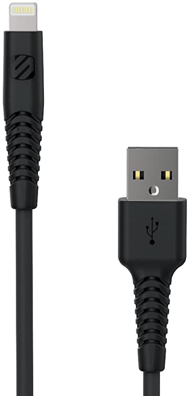 SCOSCHE StrikeLine HD Heavy Duty Apple Certified Lightning to USB Charge and Sync Cable - Flexible Strain Relief Slim-Tip Charger for iPhone X, 8/8 Plus, 7/7 Plus, 6S/6S Plus, 6/6 Plus, 5S, 5C, 5, SE and iPad/iPod Devices with Lightning Charging Ports - 4 Foot length - Black (HDI34)