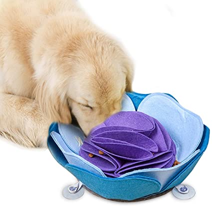 Kingtree Sniffing Puzzle Toys for Dogs & Cats, Interactive Sniffing Feeding Bowl Anti-Slip Slow Feed Game for Encourages Natural Foraging Skills of Pets, Indoor Pet Feeding Treat Dispenser