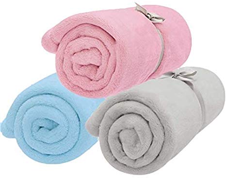 SCENEREAL Fleece Dog Bed Throw Blanket - Best Soft Warm Cute Pet Crate Couch Cover Blankets 3 Pcs/Set for Small and Medium Dogs Puppy Cats 19.5" x 27.5"