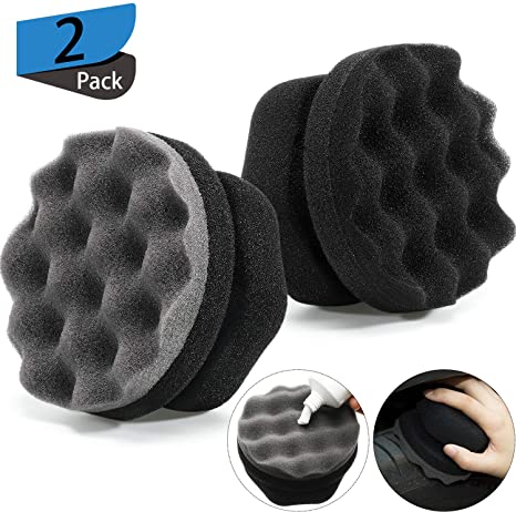 2 Pieces Tire Dressing Applicator Tire Shine Applicator Dressing Pad Tire Cleaner Sponge Large Hex Grip Design for Applying Tire Shine, Dressing Vinyl Rubber and Trim Accessories (Black, Gray)