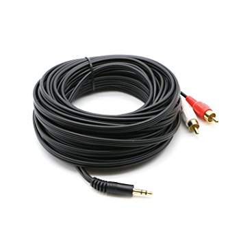 Pasow 3.5mm Stereo Male to 2RCA Male (Right and Left) RCA Audio Cable (50 Feet)