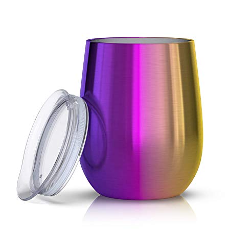 12 oz Stainless Steel Wine Tumbler with Lid,（multicolour） Double Wall Vacuum Insulated Stainless Steel Wine Glasses, All Kinds of Hot and Cold Beverages Wine\Coffee\Drinks\Champagn