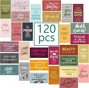 Outus 120 Pcs Motivational Encouragement Quote Cards Inspirational Kindness Appreciation Gratitude Business Cards Encouragement Mini Note Cards for Student Kids Teachers, 30 Styles (Retro Style)