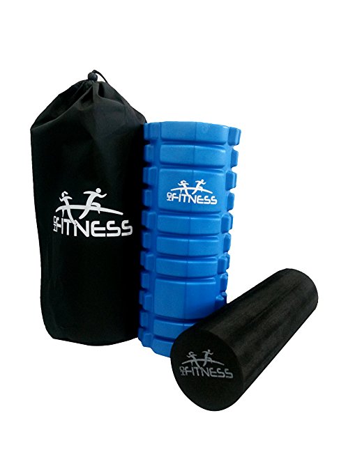 Foam Roller by HD Fitness | 2-in-1 Roller Set With Carry Bag. Deep Tissue Massage Roller. Back Muscle Trigger Point. Physical Therapy, Gymnastics, Exercise and Fitness. Quality Extra Firm Texture
