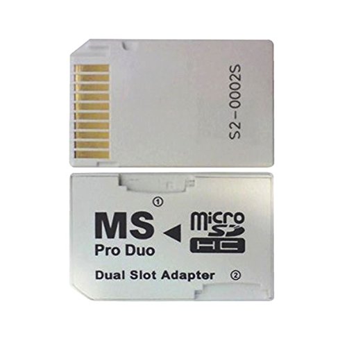 Gonioa Micro SD TF to Memory Stick MS Pro Duo PSP Card Dual 2 Slot Adapter Converter, White