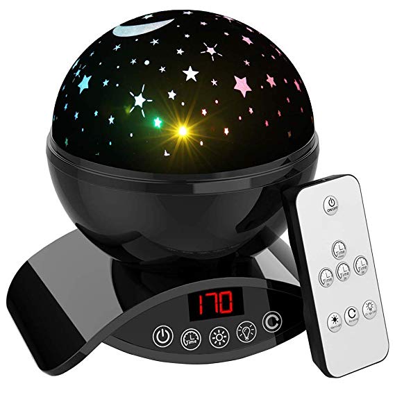 Aisuo Star Sky Night Light, Dimmable Combinations Romantic Starry Sky Lamp, with Timer Auto Shut Off, 360 Rotating, Toys & Gifts for Kids Children(Black)