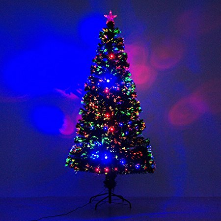 6' Artificial Holiday Fiber Optic / LED Light Up Christmas Tree w/ 8 Light Settings and Stand