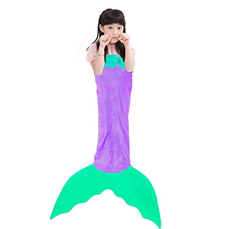 Amagoing Mermaid Tail Velvet Blanket for Kids Child Girls Gift (Ages 3-12)