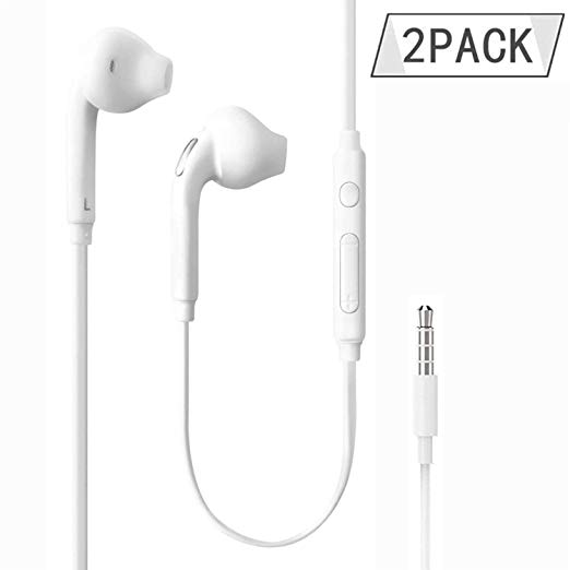 [2 Pack] Headphones/Earphones/Earbuds, Richenad 3.5mm Wired Headphones with Mic and Remote Control Compatible with Samsung Galaxy S8 S7 S6 S5 S4 Edge   Note 4 5 6 7 8 and More Android Devices(White)