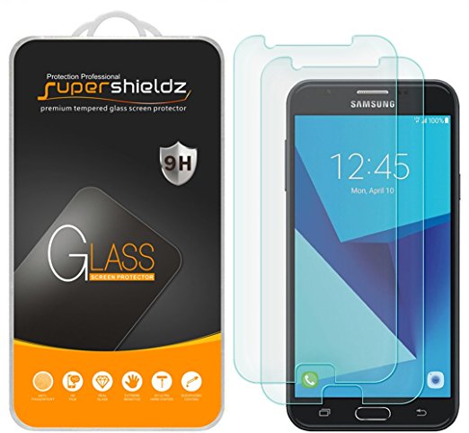 [2-Pack] Samsung Galaxy J7 V / J7V (Verizon) Tempered Glass Screen Protector, Supershieldz Anti-Scratch, Anti-Fingerprint, Bubble Free, Lifetime Replacement Warranty