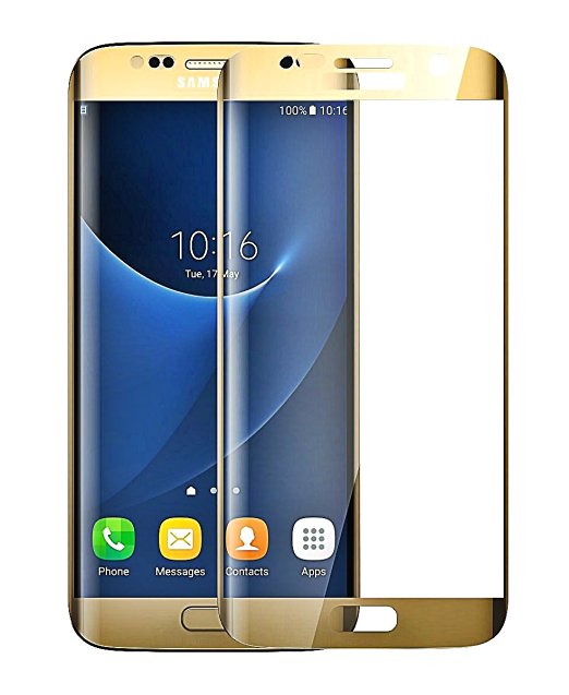 Josi Minea [ Samsung Galaxy S7 ] Curved 3D Tempered Glass Screen Protector with Full Coverage Crystal Clear Ballistic LCD Screen Cover Guard Premium HD Shield for Samsung Galaxy S7 - Gold
