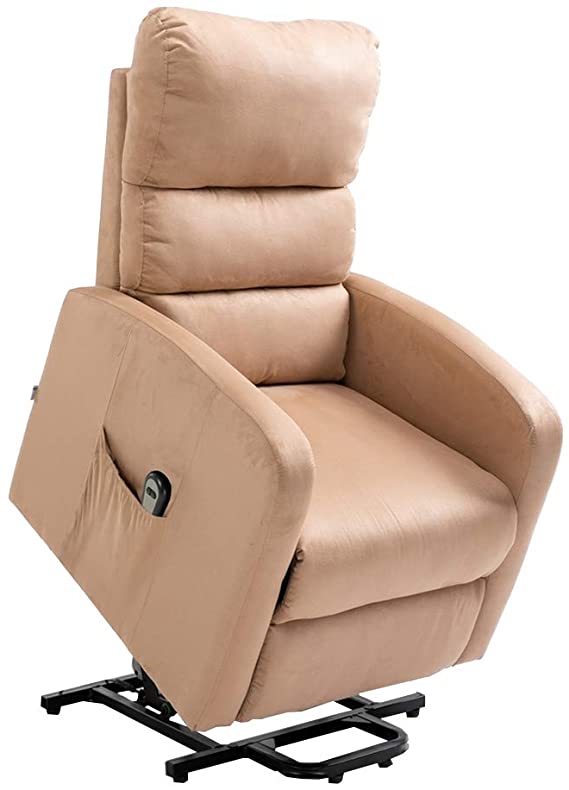 Homegear Microfiber Power Lift Recliner Chair with Electric Recline and Remote Taupe