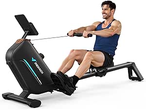 MERACH Rowing Machines for Home, Powerful Electromagnetic Row Machine with 51.2" Extended Rail, 16-Level Handle Resistance Adjustment Rower, 350 LBS Load Capacity, Ergonomic Comfort Seat, Easy Storage