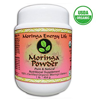 Moringa Leaf Powder 1lb. USDA Organic, Feel Energy & Health by ingesting this 100% Pure and Natural Raw/Organic Super Food. 112 Servings.