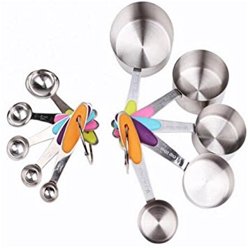 10 Pcs/set Measuring Cups and Spoons Stainless Steel Stackable Set Professional Cookware to Measure Food coffee tea