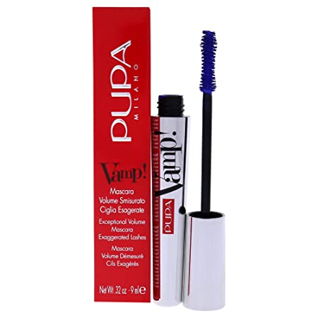 Pupa Milano Vamp! Mascara - Volume Building Revolutionary Performance and Formula - For Thick, Full, Super Dense Lashes with the Dramatic Look of False Lashes - 301 Electric Blue - 0.32 Oz