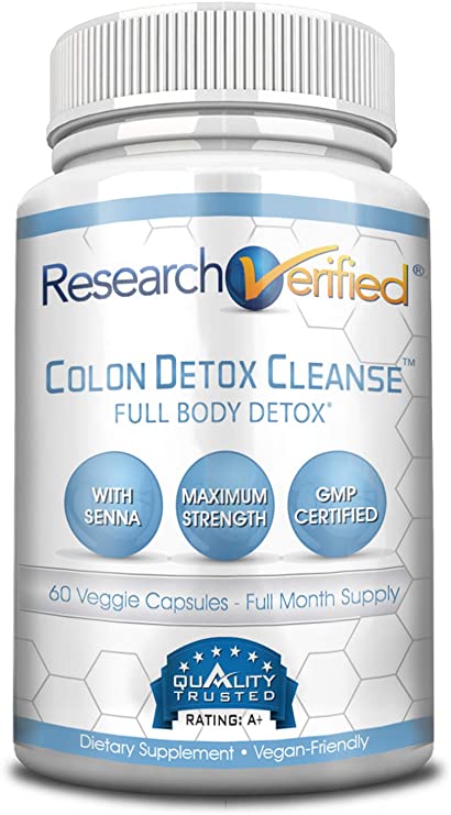 Research Verified Colon Detox Cleanse - #1 Colon Cleansing & Detox Treatment - 100% Natural w/Probiotics & 19 Tested Ingredients - 100% Money Back - 1 Bottle Supply