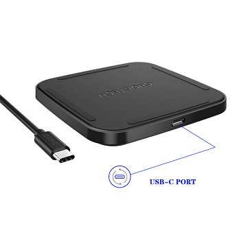 USB C Wireless Charger - CHOETECH USB Type C QI Wireless Charger Charging Pad (USB A to C Cable Included) for Galaxy Note 7, Lumia 950 / 950 XL and Other Qi-Enabled Devices