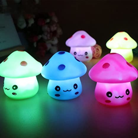 Bluelans 1PC 7 Color Changing Romantic Mushroom Christmas LED Night Light Lamp Battery Operated Party Wedding Bedroom Decor