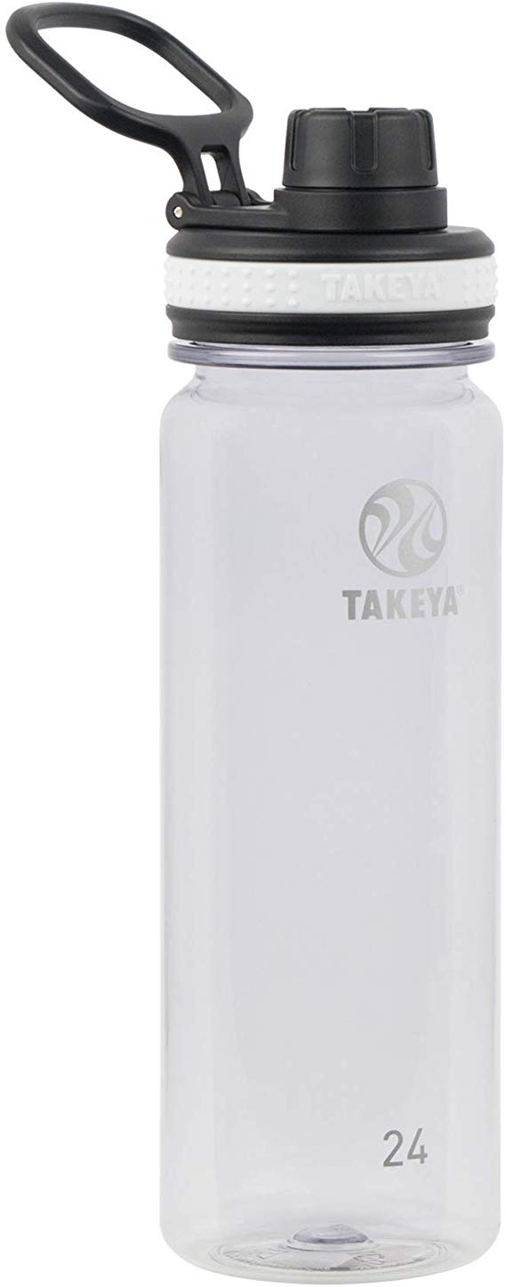 Takeya Tritan Sports Water Bottle with Spout Lid, 24 oz, Clear