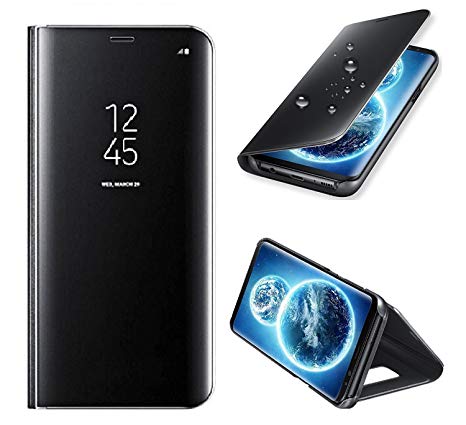 Samsung Galaxy S8 Plus Case, Galaxy S8 Plus [S8 ] [Not For Normal S8] Mirror Flip Case[Book Case] [Wallet Case] [Flip Case] [Smart Case] [Stand Case] [Mirror Case] PU Leather Clear View Smart Cover Phone Case[Galaxy S8 Plus Screen Protector Compatible]