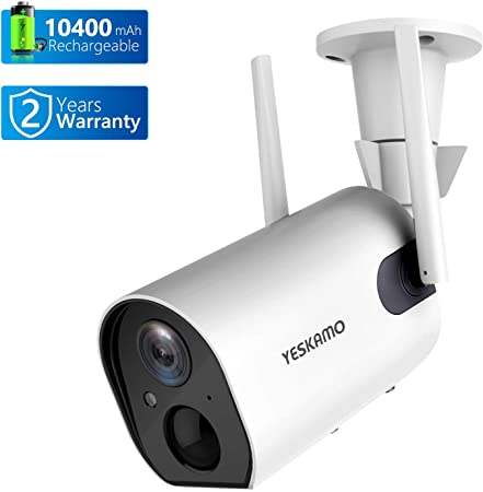 Wireless Outdoor Security Camera, 10400mAh Rechargeable Battery Powered WiFi Camera YESKAMO 1080P Surveillance Camera for Home Security Wire Free Battery Camera Dual Antenna Motion Dection 2 Way Audio