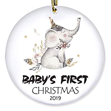 SICOHOME Baby's First Christmas Ornaments,3" Double-Side Printed Holiday Keepsake Gift for New Parents,Christmas Ornament with Gift Box
