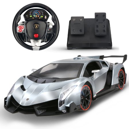 Holy Stone RC Car Lamborghini Veneno 1/14 Scale, Realistic Driving Experience,Gravity Sensor Radio Control Vehicle Diecast Model Color Silver