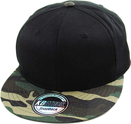 Classic Snapback Hat Blank Cap - Cotton & Wool Blend Flat Visor