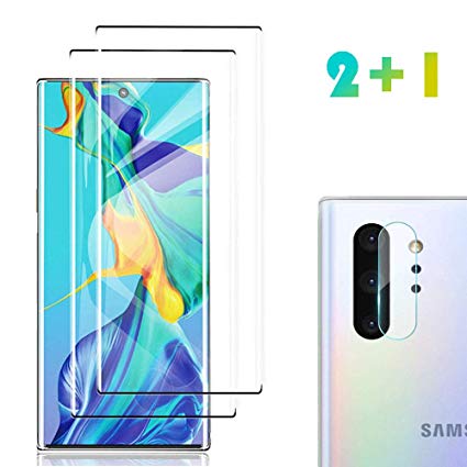 [2 Pack] Galaxy Note 10 Screen Protector Tempered Glass Include a Camera Lens Protector,Glass Screen Protector with 3D Curved HD Clear Full Coverage for Samsung Galaxy Note10