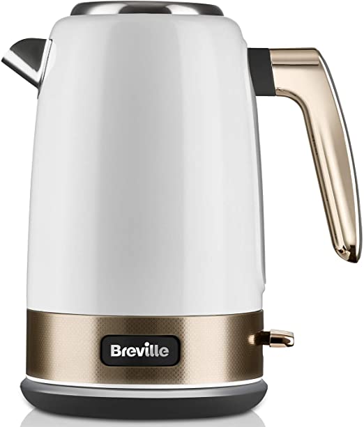 Breville VKT142 New York Collection Electric Jug Kettle, Fast Boil, 3 KW, 1.7 liters, White and Gold