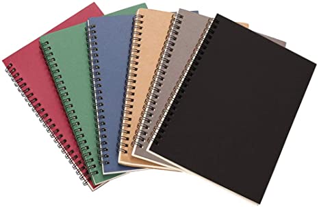 Rocutus 6 Pack Colorful Spiral Notebook,Student Study Book Spiral Notebook Office Simple Working Book Diary Notebook,8.3 x 5.5 inch