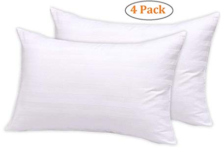 4 Pack Pillow Protectors, Premium Quality White Pillow Cases Breathable Pillow Covers, ❤️ Reduces Allergy ❤️ and Bacterial Resistant Cotton Pillow Case Covers (Standard 20" X 26")