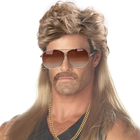 iZoeL Mullet Wig Brown Mullet Wigs Men for Mullet Party Christmas Party 70s 80s Rocking Disco Wig Halloween Party Halloween Costume Fancy Dress Wig