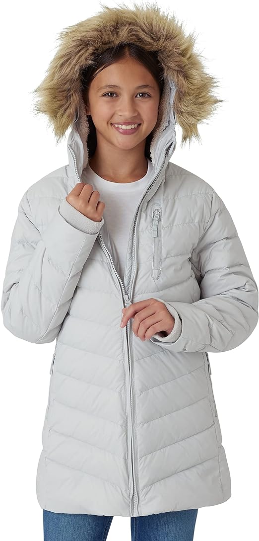 Eddie Bauer Girl's Long Parka Jacket - Down Bubble Coat with Fur Hood for Girls (3-16)