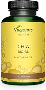 OMEGA 3 6 9 BIO | VEGAN | Cholesterol et Santé Cardiovasculaire | 1400 mg d'Huile de Chia BIO | Acides gras insaturés hautement dosés | SANS ADDITIFS | 120 gélules | Vegavero®