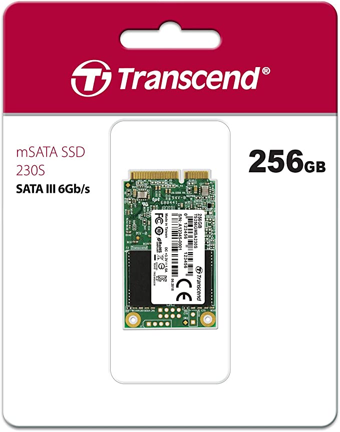 Transcend 256GB, MSATA SSD, SATA3, 3D TLC (TS256GMSA230S)