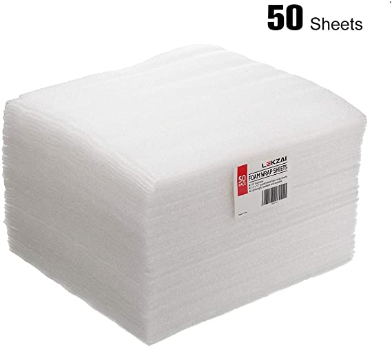 Lekzai 12" x 12" Foam Wrap Sheets (1/8" Thickness), Safely Wrap Cup, Glasses and Fragile Items - Pack of 50