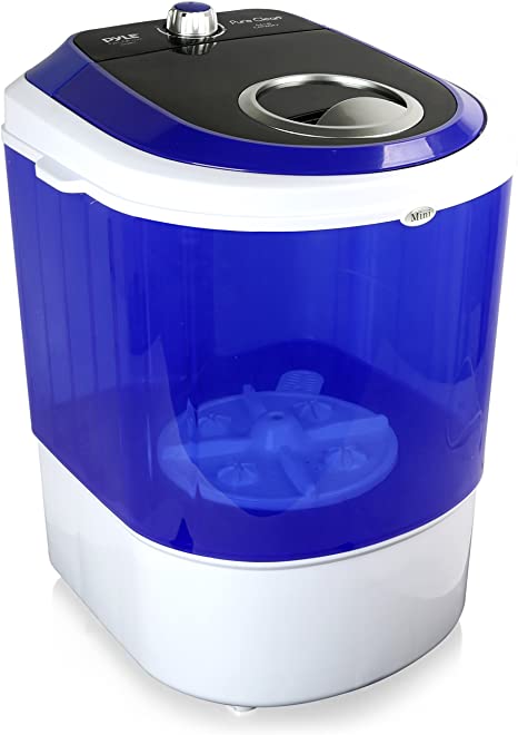 Pure Clean Upgraded Version Top Loader Portable, Mini Washing Machine, Quiet Washer, Rotary Controller, 110V-for Compact Laundry, 4.5 Lbs. Capacity, Translucent Tubs, Blue