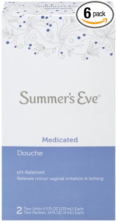 Summer's Eve Medicated Douche with Providone Iodine - PH-Balanced - Gynecologist Tested - 2 -4.5 Fluid Ounce Units in 1 Box,  6 Boxes Total.(Pack of 6)