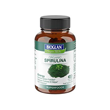 Bioglan Superfoods Organic Spirulina 800mg High in Vitamin C | Immune System Function | Fatigue & Tiredness - 60 Capsules