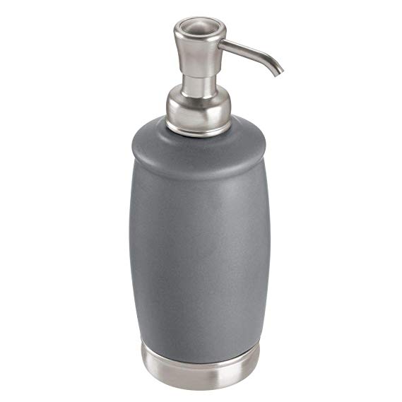 InterDesign York Liquid Soap Pump, Matte Gray/Brushed Nickel