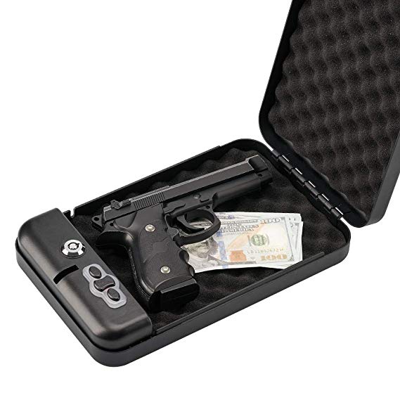 RPNB Gun Safe, Smart Pistol Safe Handgun Security Safe with LED & RFID Quick Access, 11" x 7" x 1.8"